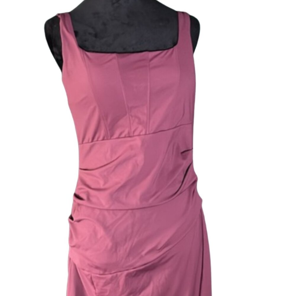 Halara Ruched Midi Dress Mauve Size M Sleeveless Slit Y2K TikTok Viral - Picture 2 of 4